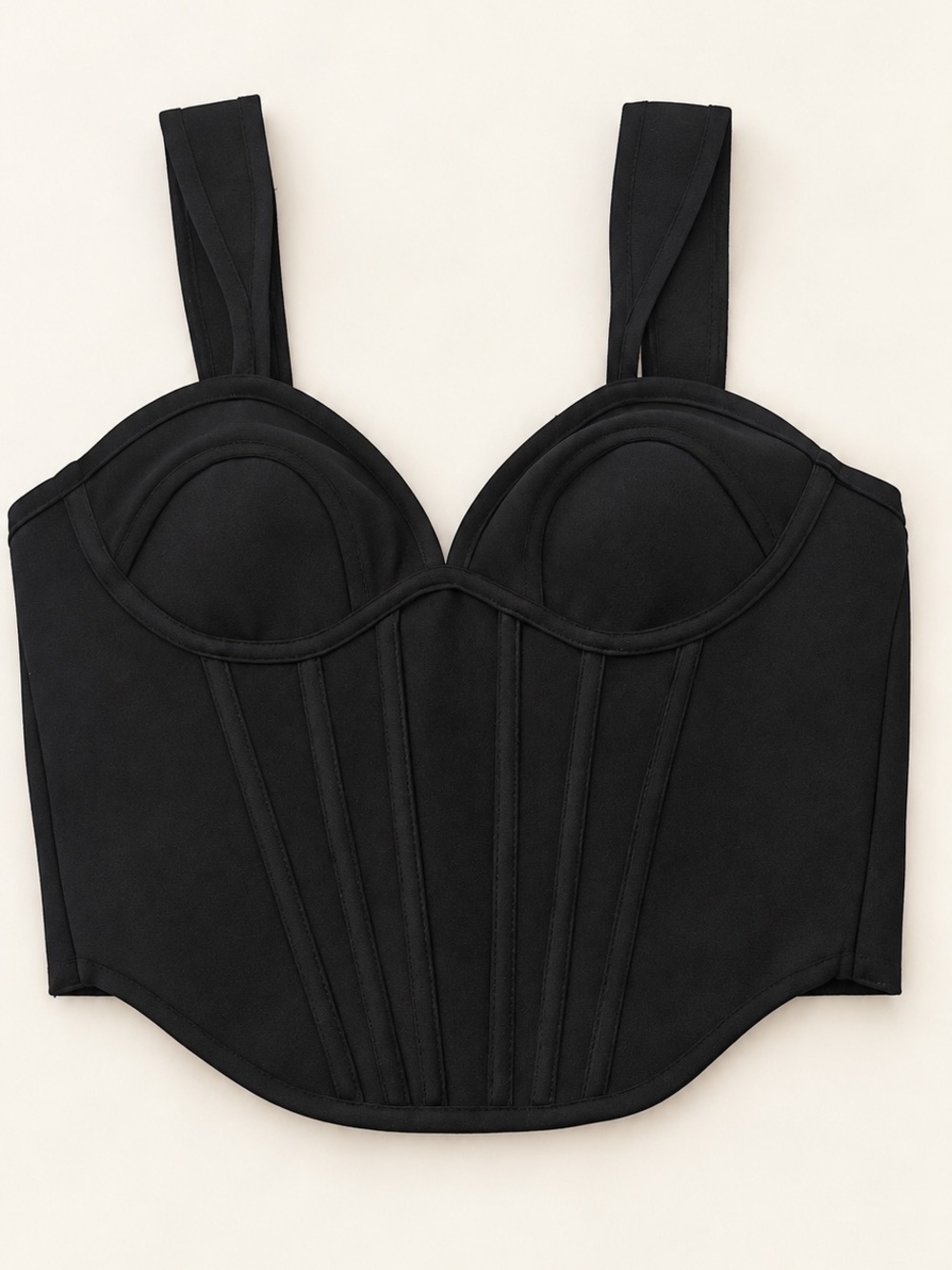Black Structured Boned Bustier Crop Top - Women Intimates & Sleepwear